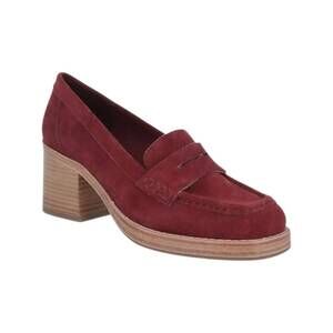 NEW CHOCOLAT BLU women's irene penny loafer heels in bordo suede